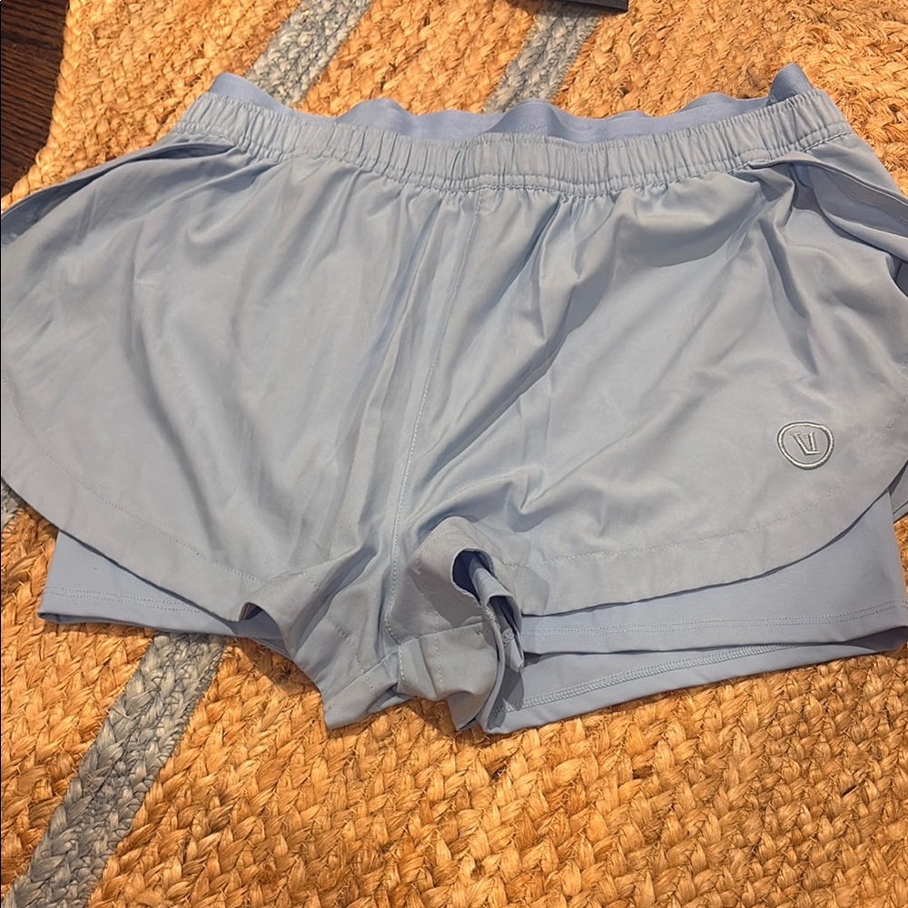Light Blue Women's Athletic Layered Shorts